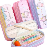 kawaii pencil case with independent zipper large capacity stationery organizer pencil bag for school estojo escolar infantil