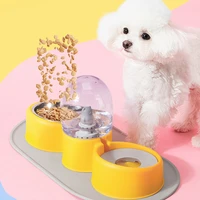 new cartoon stainless steel eat for dog cat bowl puppy double automatic drinking food water pet itemsproducts accessories
