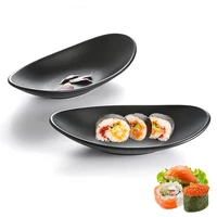 oval black dish japanese korean style ingot plate for seafood sushi food tray simple trinket dish organizer kitchen items