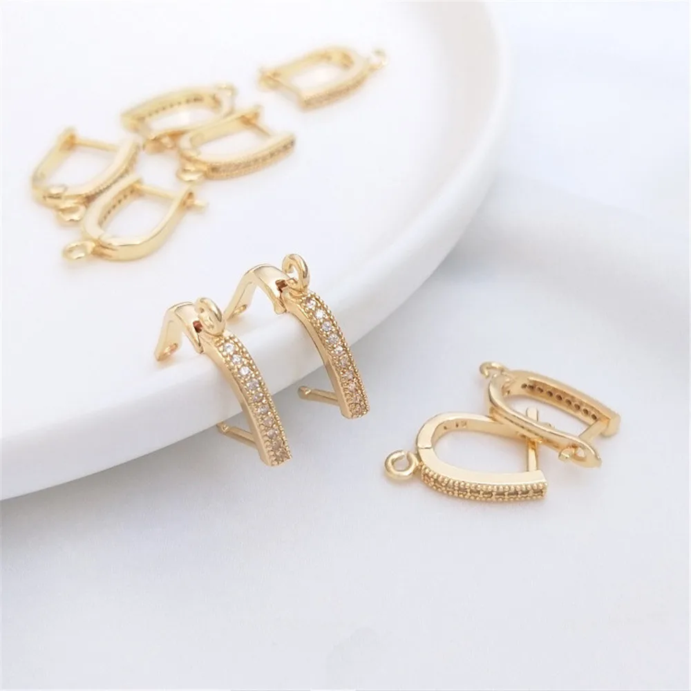 

Earring Accessories 14K Gold Filled set zircon u-shaped earrings with rings handmade diy earring material