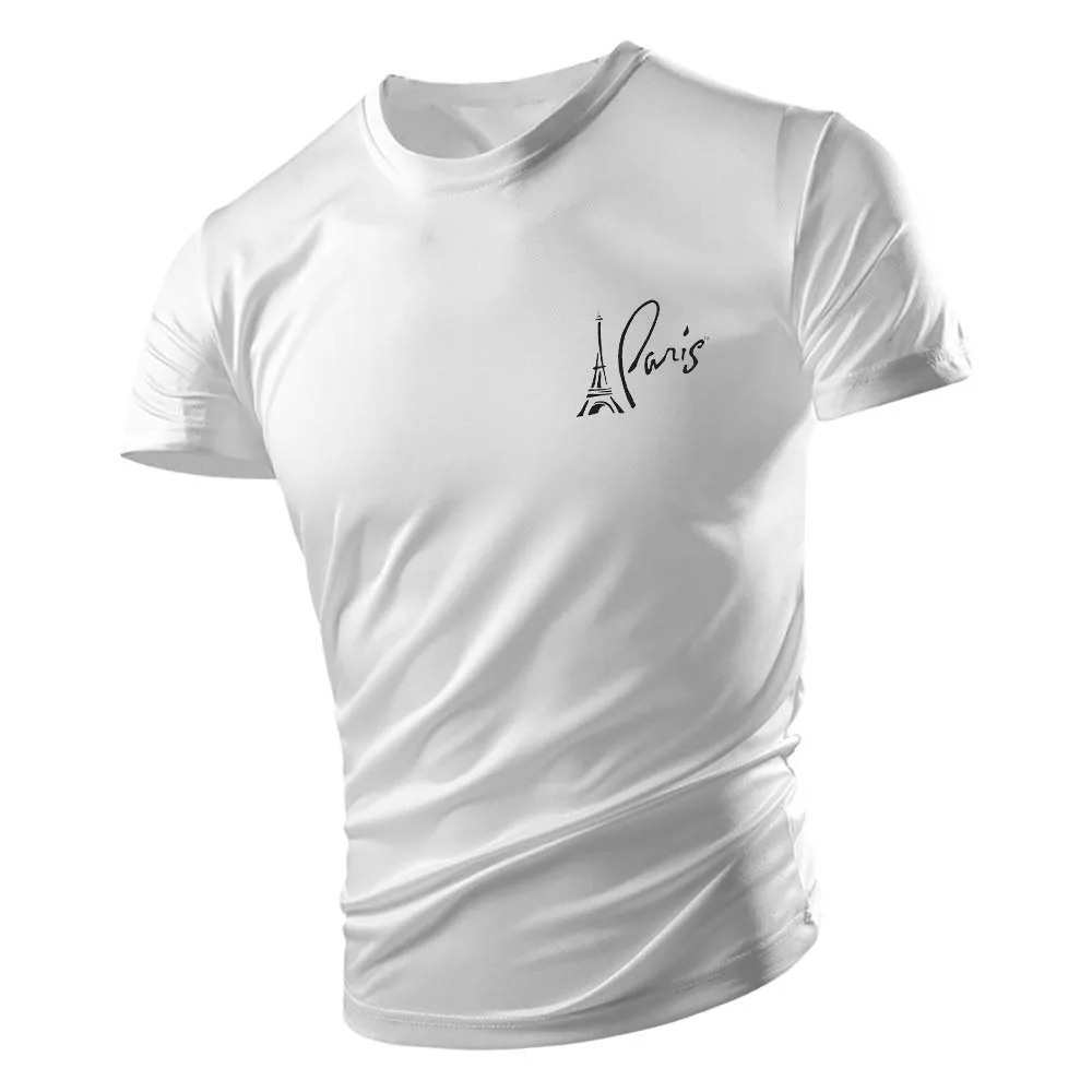 

Summer New Simple Fashion Casual Style 2d Icon Men'S Crew Neck Short Sleeve T-Shirt Comfortable Breathable Quick Drying Top