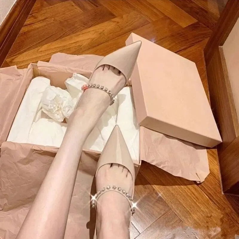 Light Luxury Sandals Diamond Leather Women Heels Shoes Fashion Shoes for Women Pointed Shoes Sandals Women 2022 High Heels Shoes