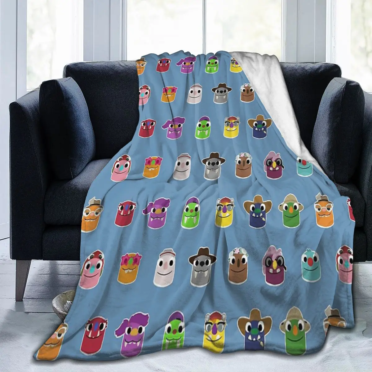 

Bugsnax - All Grumpuses Blanket, Facecloth Blanket Animal Special Day Birthday Gift Customizable