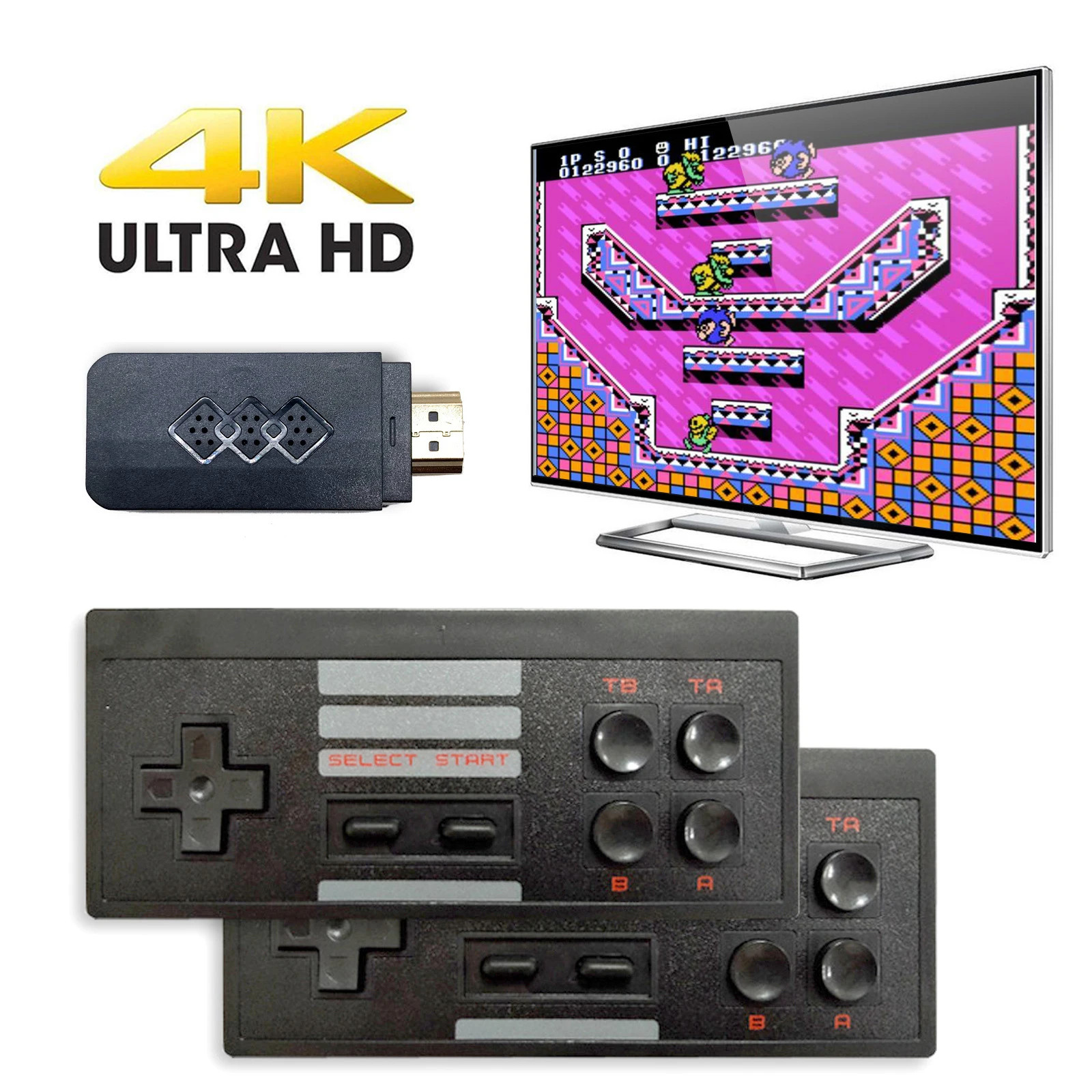 

4K Classic Wireless Retro Game Console Stick 818 Buildin Games RCA Handheld
