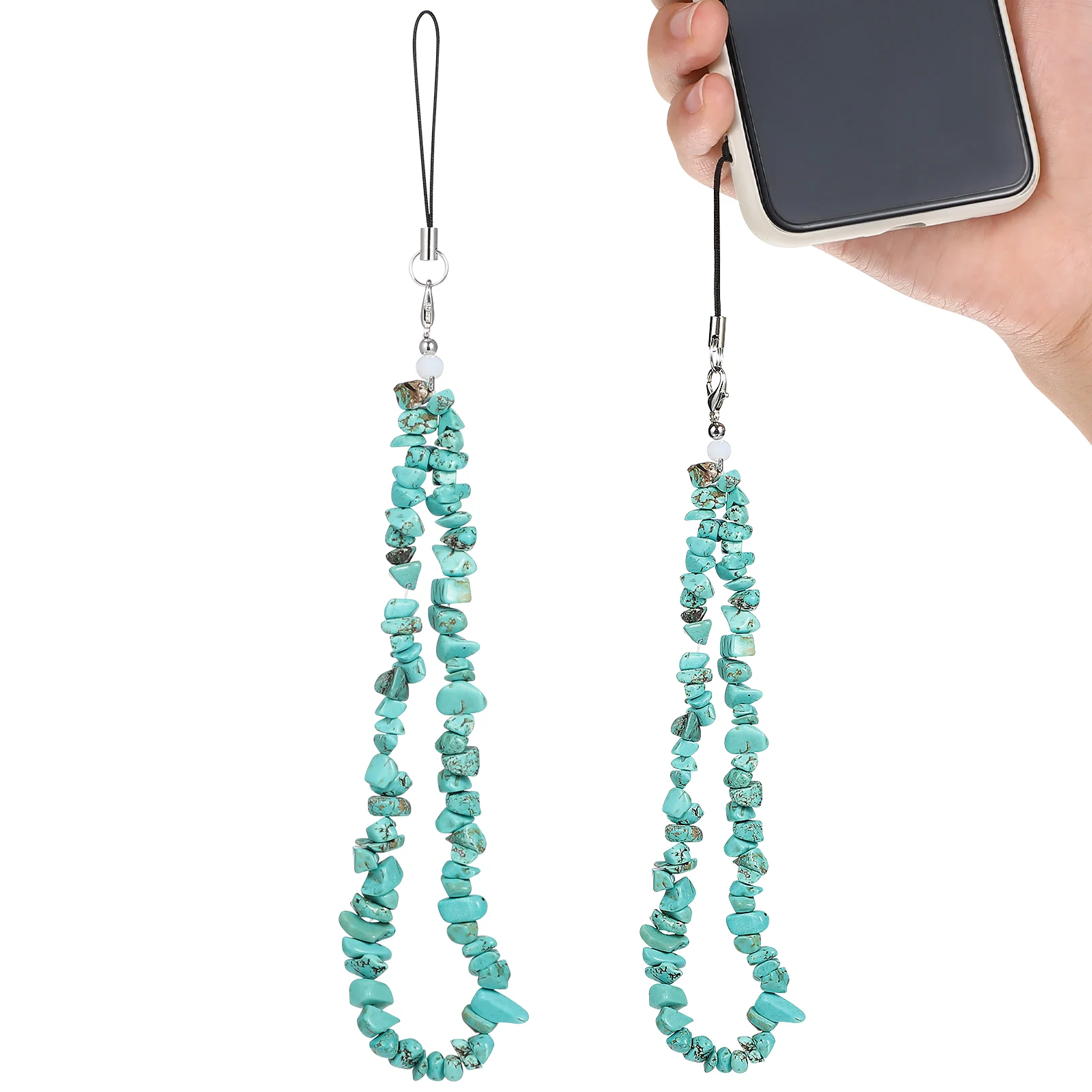 

Strap Chain Lanyard Charm Beaded Wrist Anti Lost Crystal Cell String Mobile Ropes Id Hanging Gemstone Keychain Natural Bracelet