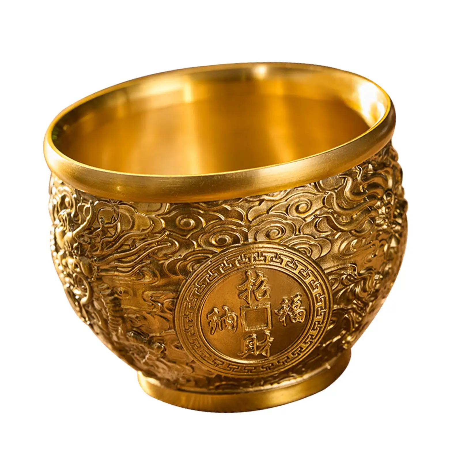 

Brass Chinese Bowl Treasure Basin Decoration Gold Color Bowl