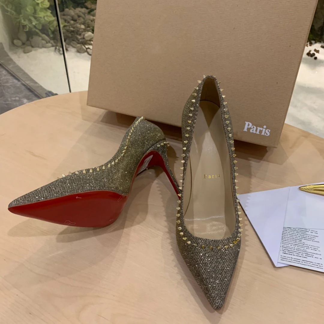

Top Quality Red Sole Womens High Heels Luxury Fashion Ladies Crystal Glisten Shoes Classic Retro Designer 0-12cm High Heel 1464