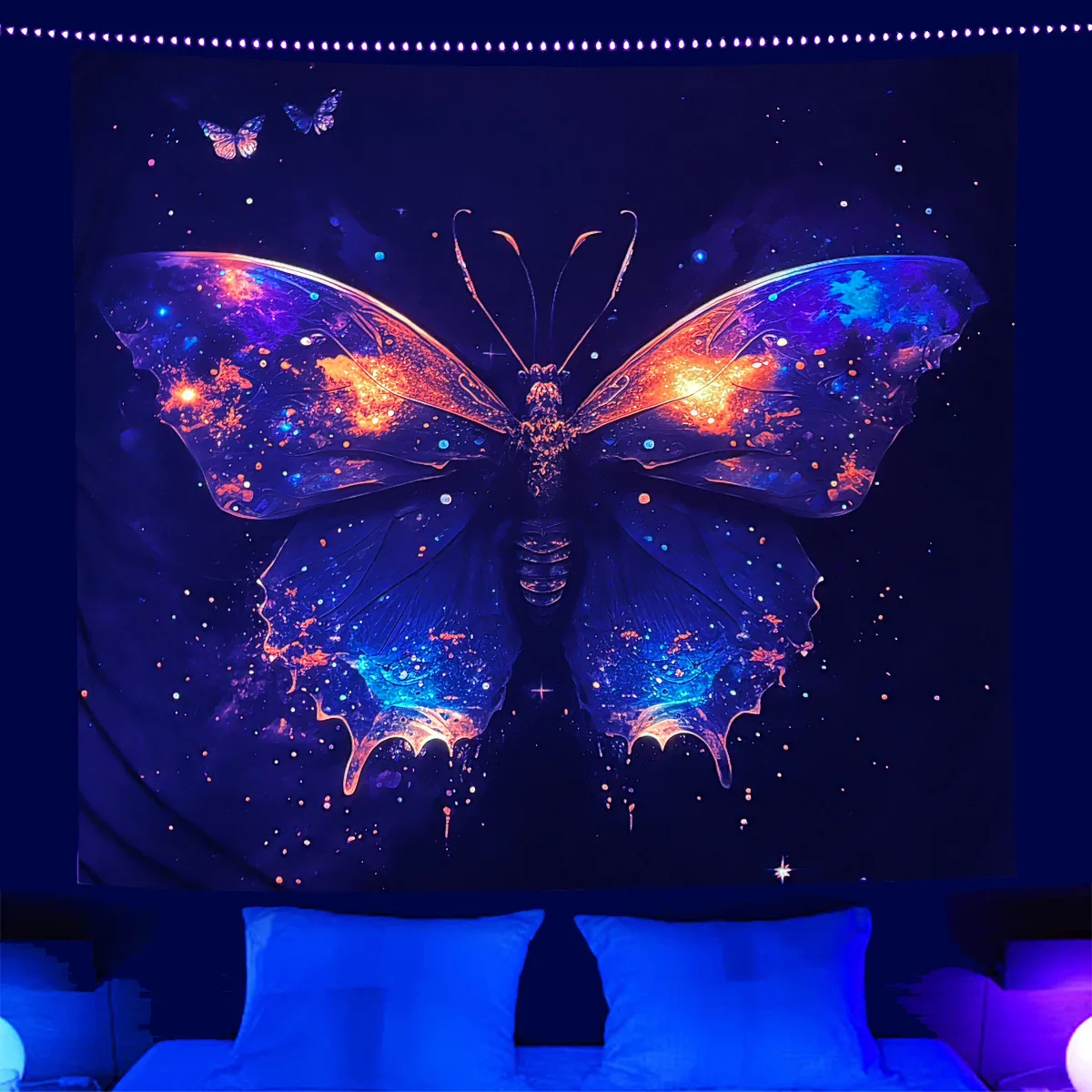 

Fluorescent Tapestry Fluorescent Colorful Butterfly Decorative Tapestry Background Fabric Bedhead Hanging Fabric Tapestry