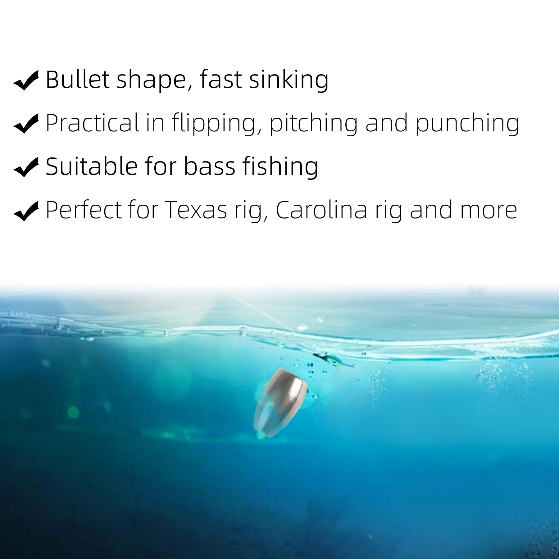 GYE 5/10 Pcs Tungsten Bullet Worm Weights Fishing Tackle Accessory for Texas Carolina Ned Neko Wracky Rig Bass Trout |