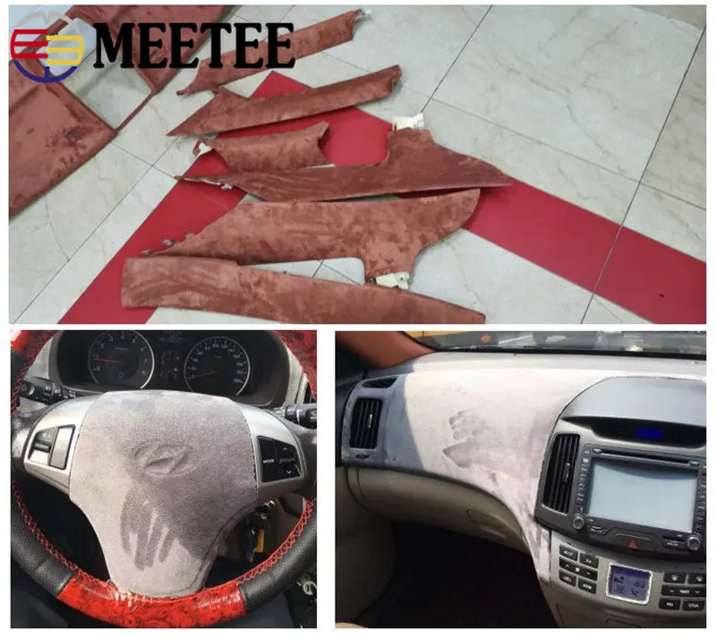 Meetee 50*143cm 0.8mmThick Suede Self-adhesive Fabric Adhesive Synthetic Leather Cloth for Car Interior Dooration Velvet Fabrics images - 6