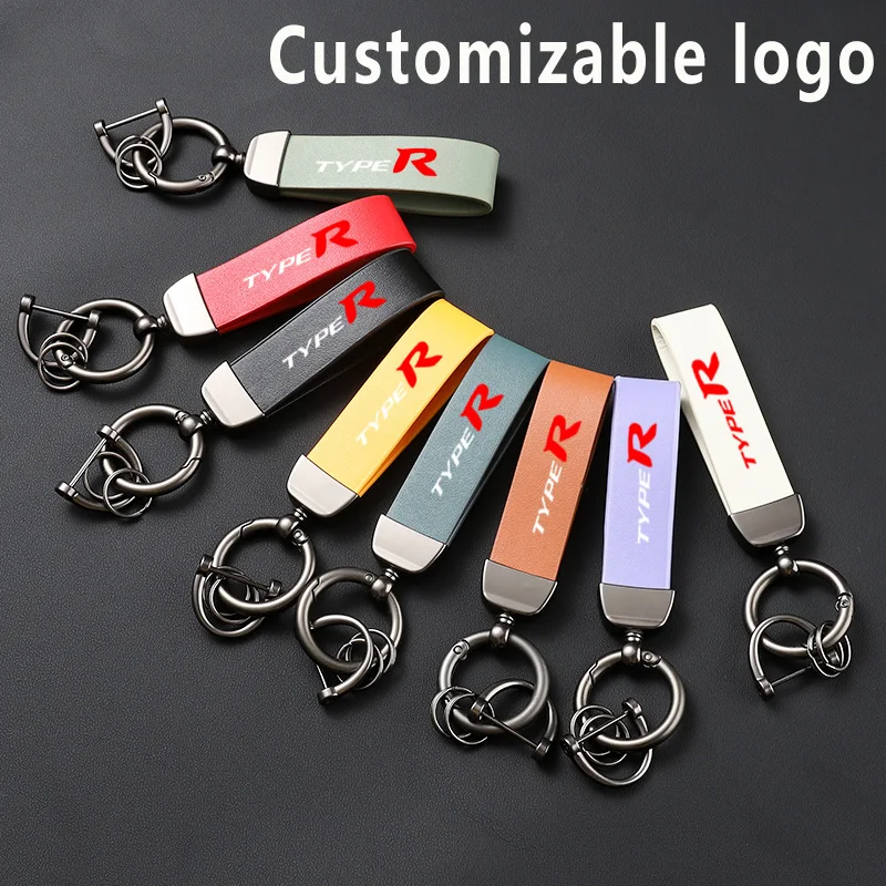 

PU leather creative multi-color optional For Type R Jazz civic FIT GK5 City CR-V car keychain metal horseshoe buckle