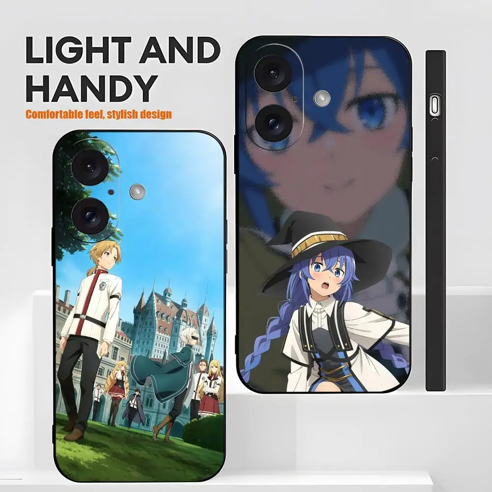Фото Модный аниме-чехол Mushoku Tensei для iPhone 17 16 15 14 13 12 X XR XS 8 Plus Mini Pro Max, мягкий черный противоударный чехол. №1