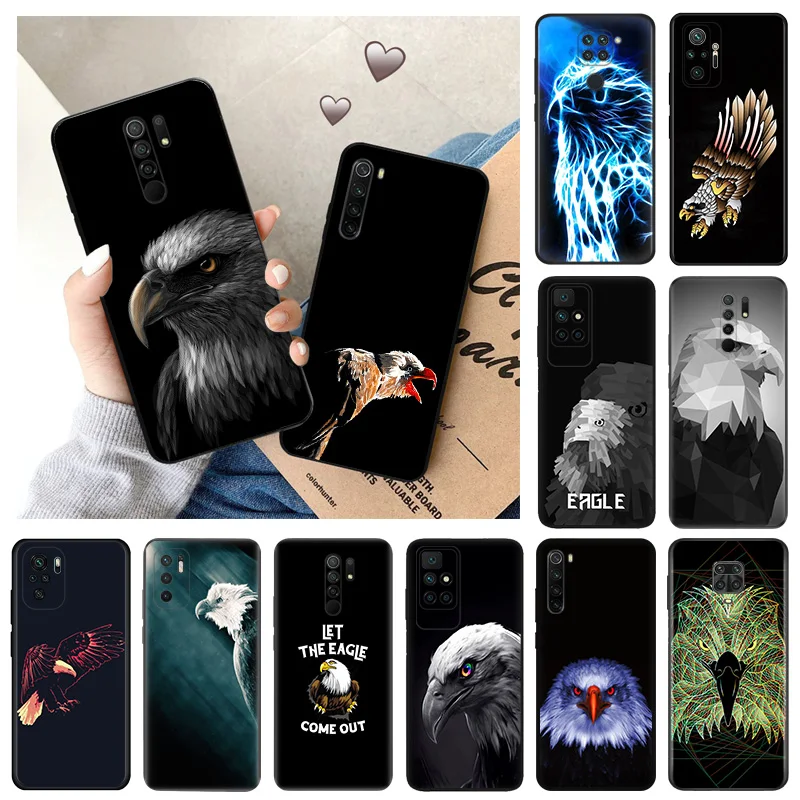 

Soft Phone Cases For Redmi 9a 9i 9c 6 6a 7a 8a k40 Eagle Art RedmiNote 8T 8 7 9 Pro 9T 9S Black Matte Cover