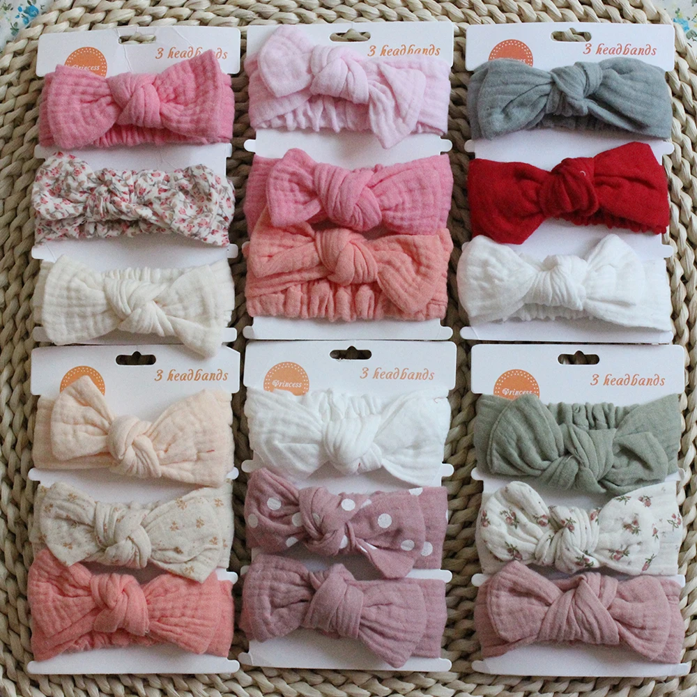 

3Pcs/Lot Floral Cotton Headbands Set For Baby Girls DIY Hair Accessories Elastic HairBand Kids Children Fashion Headwear
