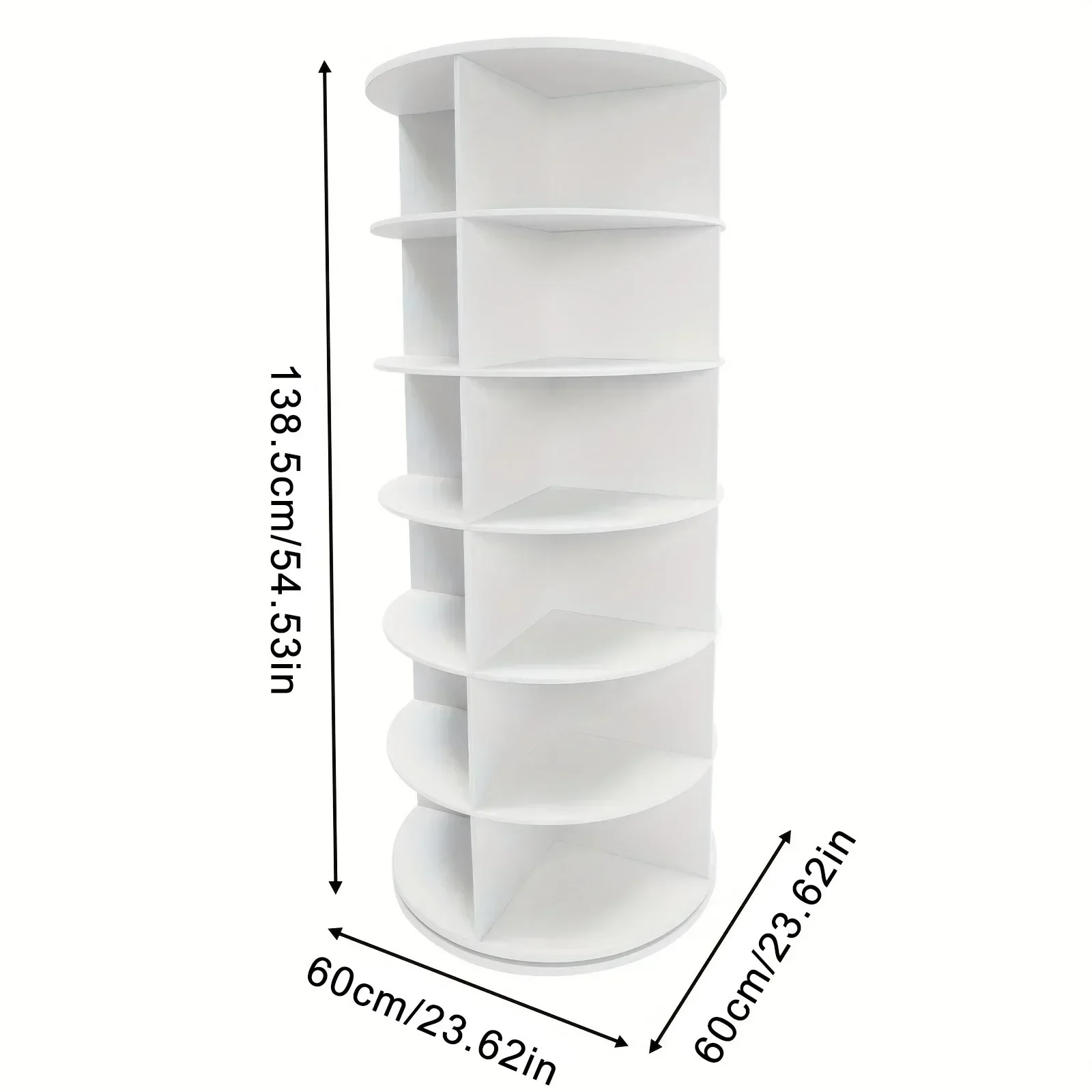 Вращающаяся полка для обуви 7-уровневая деревянная вмещает 32 пары на 360° °