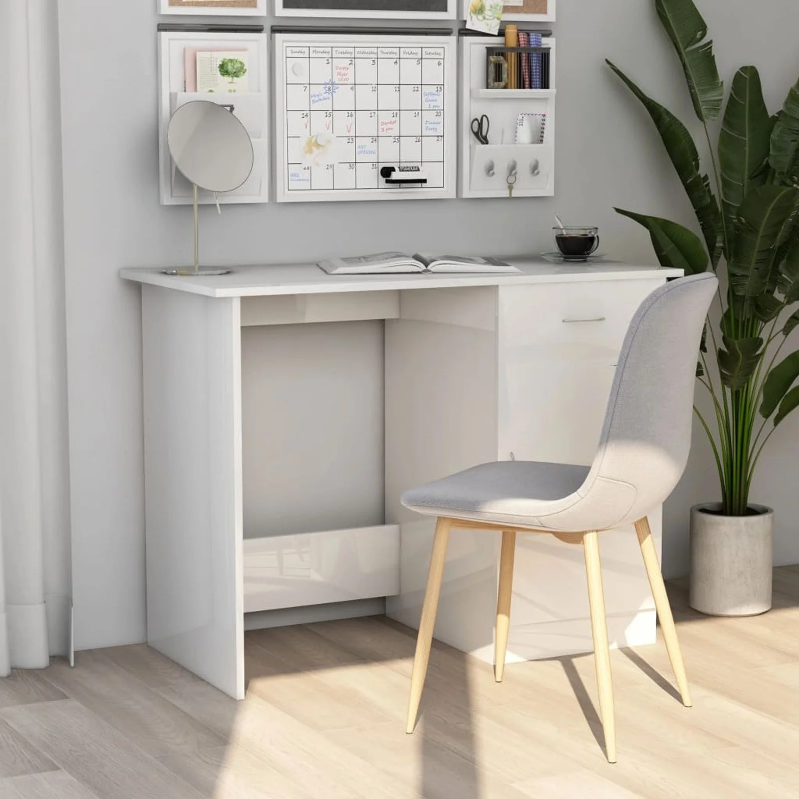 

Desk High Gloss White 39.4"x19.7"x29.9" Chipboard