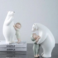 resin statue polar bear and baby nordic abstract ornaments for figurines interior sculpture room home decor