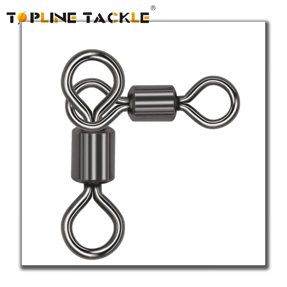 

ToplineTackle 10-50pcs Fishing Rolling Triangle Joint Rolling Swivels 3-Way Stainless Steel Fish Lures Connector Pesca Emerillon