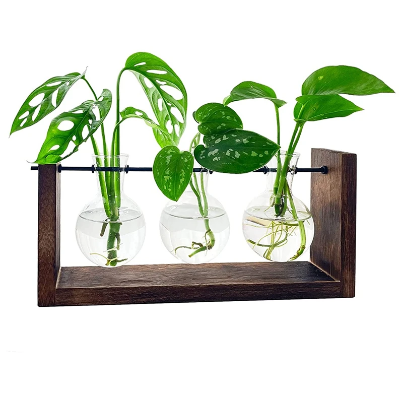 

Растительный Террариум, Настольная станция для размножения гидропонных растений с деревянной подставкой для подарков, украшение для дома
