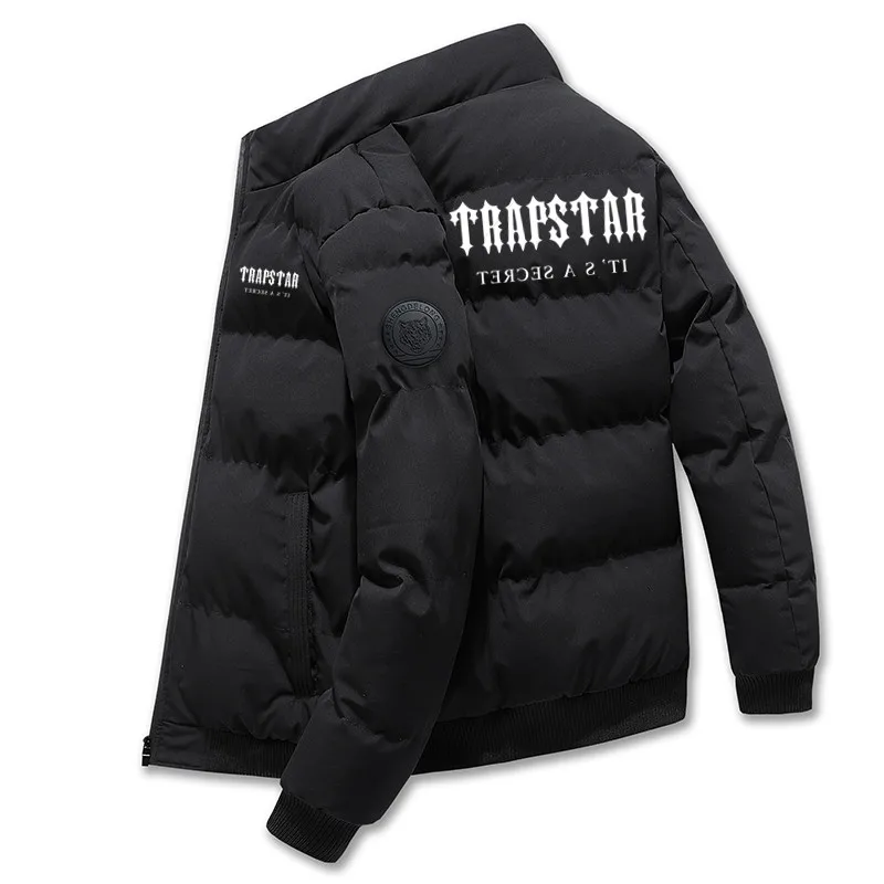 2022 New Men's Padded TRAPSTAR Printed Jacket Autumn and Winter Warm and Windproof Large Size Stand Collar Short Padded Jacket