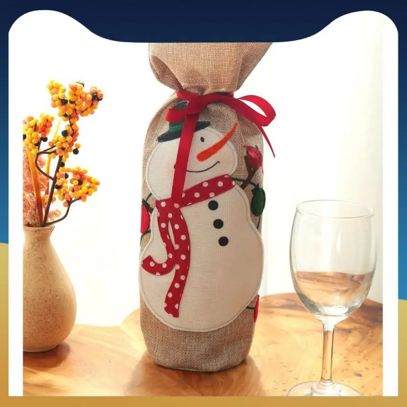 

Santa Claus Snowman Wine Set Cartoon Xmas Wine Bottle Cover Merry Christmas Party Decor Wine Bag For Home Decor New Year 2022