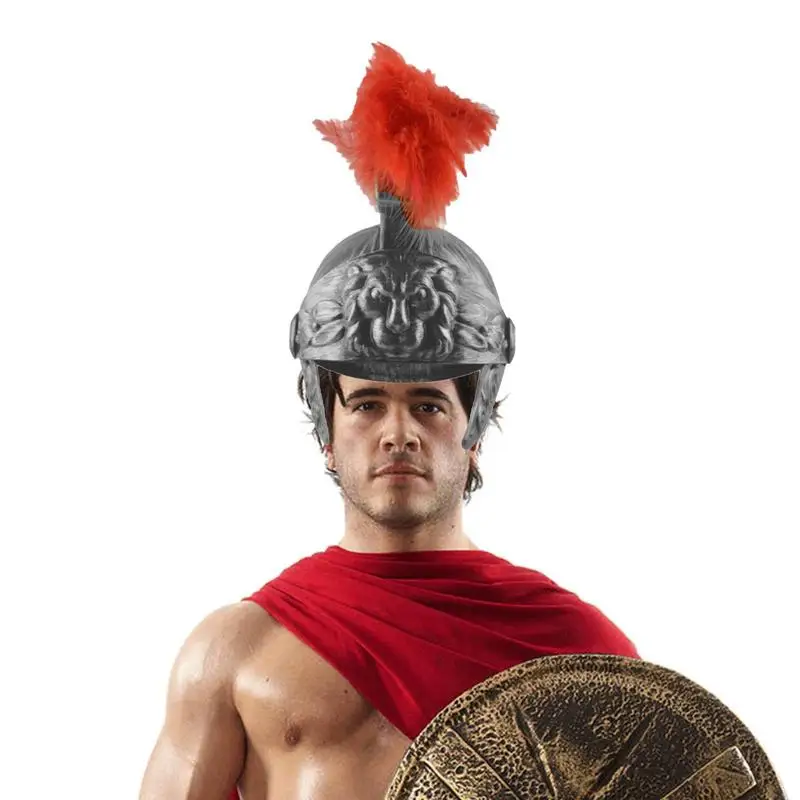 

Plastic Helmet Hat Medieval Ancient Roman Vintage Helmet Feather Lion