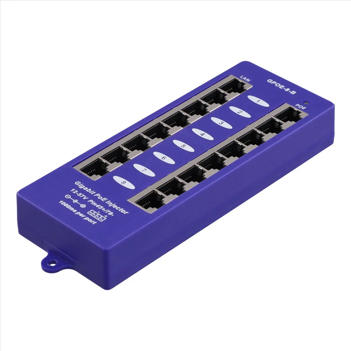 Фото 【Инжектор Power over Ethernet】 Новый 802.3af Mid-Span PoE инжектор, режим B(4/5+,7/8-), пассивный гигабитный 8-портовый PoE инжектор для UBNT №3