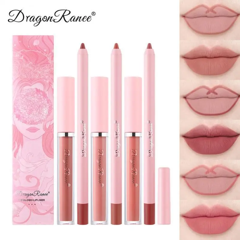 

2In1 Lip Liner With Pencil Sharpener Or lip Gloss Outline Lips Waterproof Sweat-proof Cup Matte Lipstick Pen Makeup Products