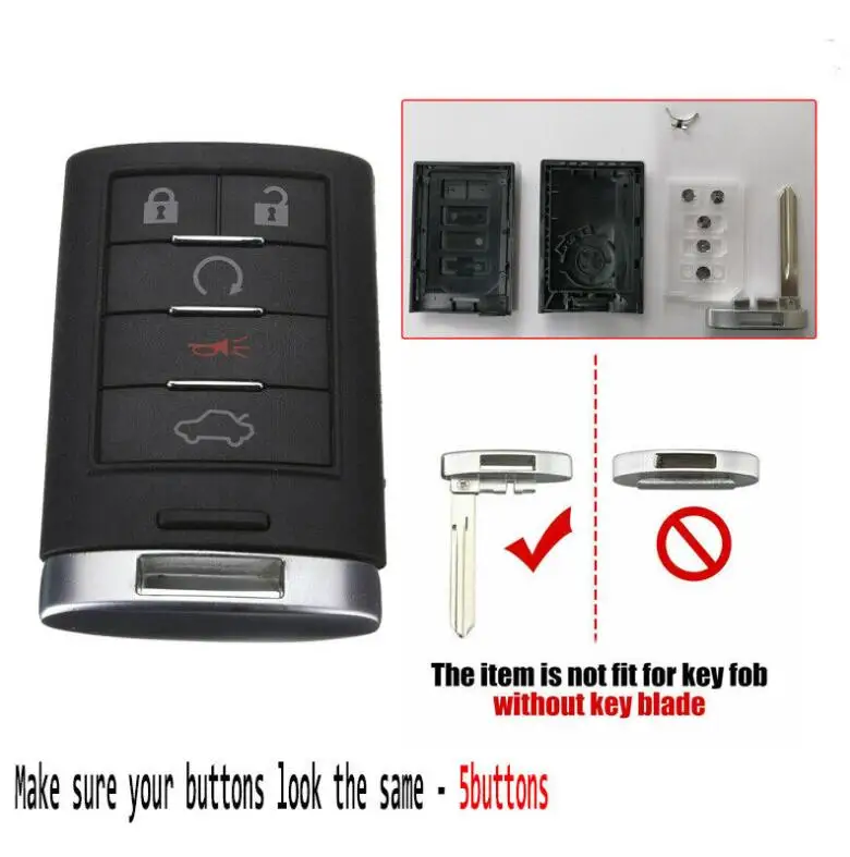 

KEYECU 5 кнопочный чехол для Cadillac Escalade ESV EXT ATS SRX STS CTS