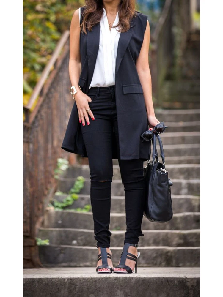 

Women's Vest Long Cardigan Casual Simple Comfortable Sleeveless Jacket Street Style Fashion Coat Chalecos Mujer Invierno 2022