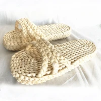 grass knitting shoes handcrafted natural style comfortable flat bottomhandmade slippers weaving sandal