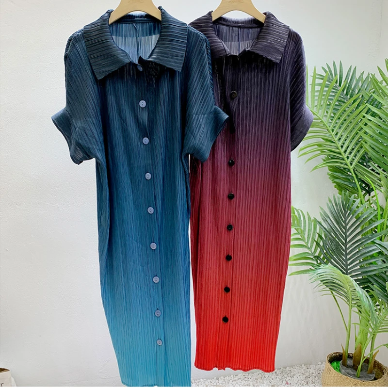 Женское элегантное платье ANLAN летняя одежда плиссированные градиентные платья