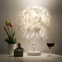 nordic bedside reading living room heart shaped feather crystal table lamp bedroom dining room lamp decorative art night light