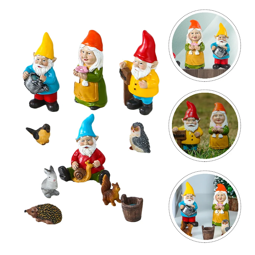 

Gnomes Gnome Miniature Figurines Statue Resin Dwarf Garden Dwarfs Statues Sculpture Decoration Landscape Micro Elf Mini Lawn