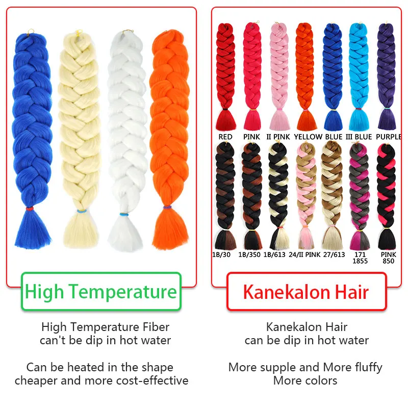 

Synthetic Braiding Hair one piece 82 inch Heat Fiber Braid 165g/piece Pure Color Crochet Jumbo Braid Hair Extensions