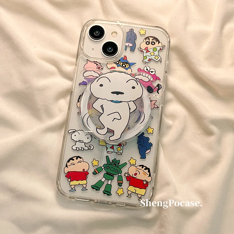 Crayon Shin-Chan Iphone 15 Pro max 12 13 14 милый чехол для мобильного телефона с магнитным