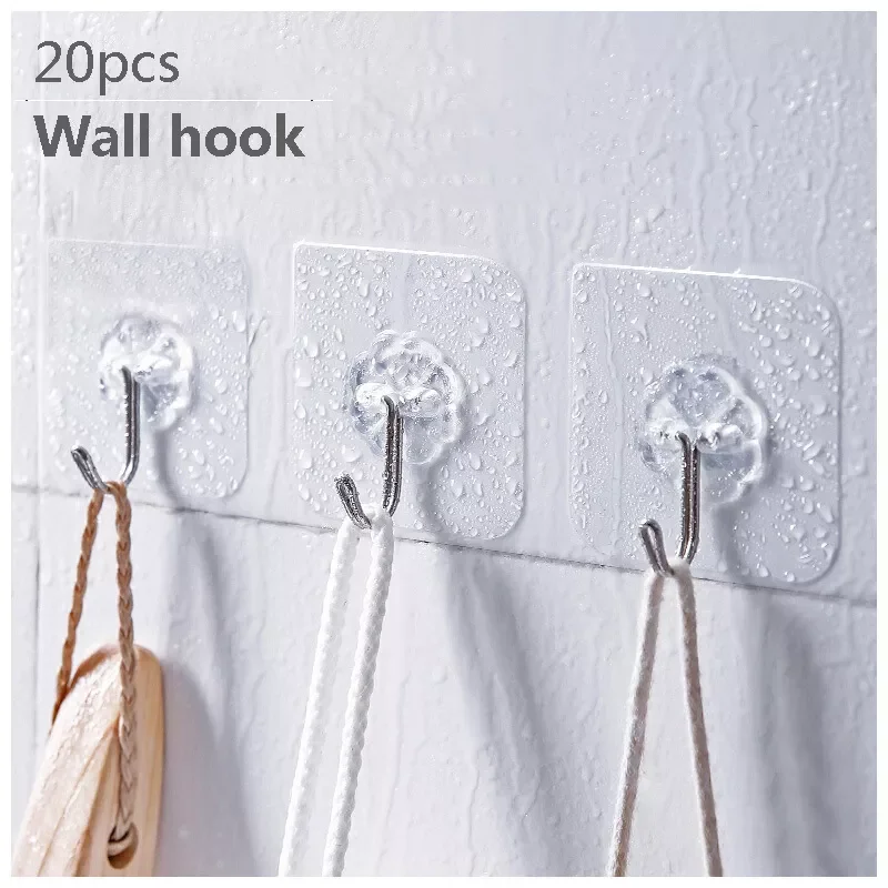 

20Pcs Transparent Strong Self Adhesive Door Wall Hangers Hooks Suction Heavy Load Rack Cup Sucker for Kitchen Bathroom