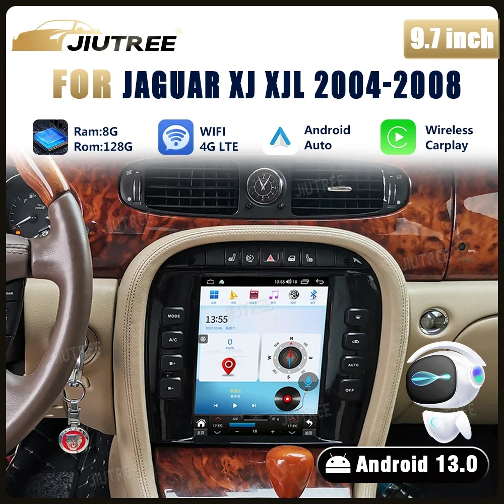 Android 13 для Jaguar XJ X-TYPE X Type 2004-2008 автомобильный радиоприемник мультимедийный плеер DVD