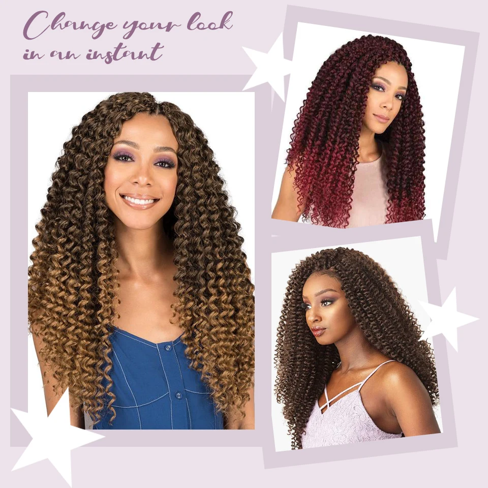 Фото 3-6 шт. Бохо-косы Passion Twist для плетения, 22 дюйма, синтетические кудрявые волосы для наращивания, волнистые косы Bug Water Wave для плетения крючком №2