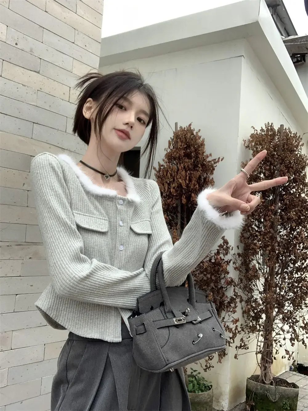 Нежный стильный дизайн с потертыми краями вязаный свитер для женщин французский