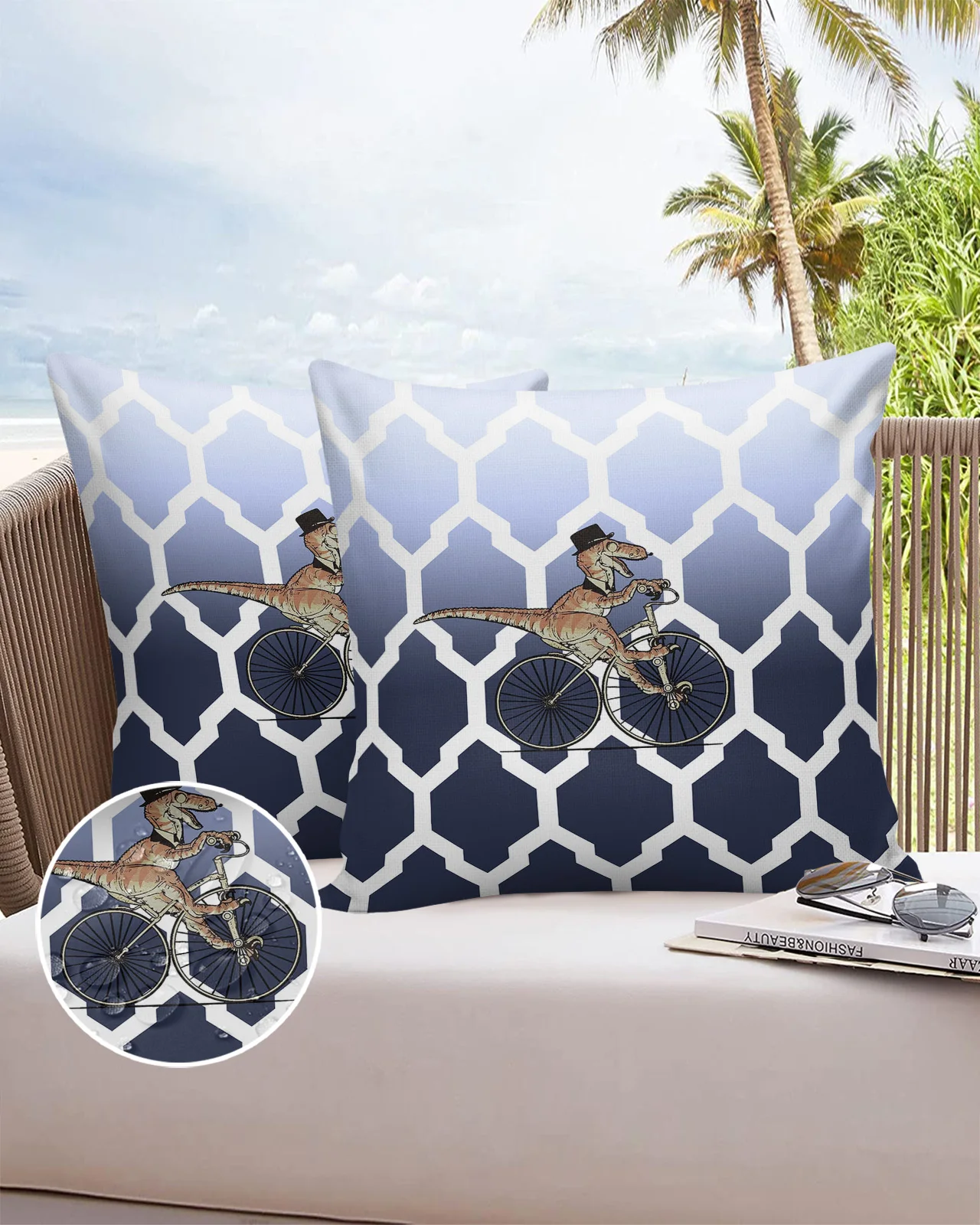 

Марокканский динозавр темно-синий градиентный квадратный чехол для подушки 30 × 50 см Наволочки для домашнего декора двухсторонняя наволочк...