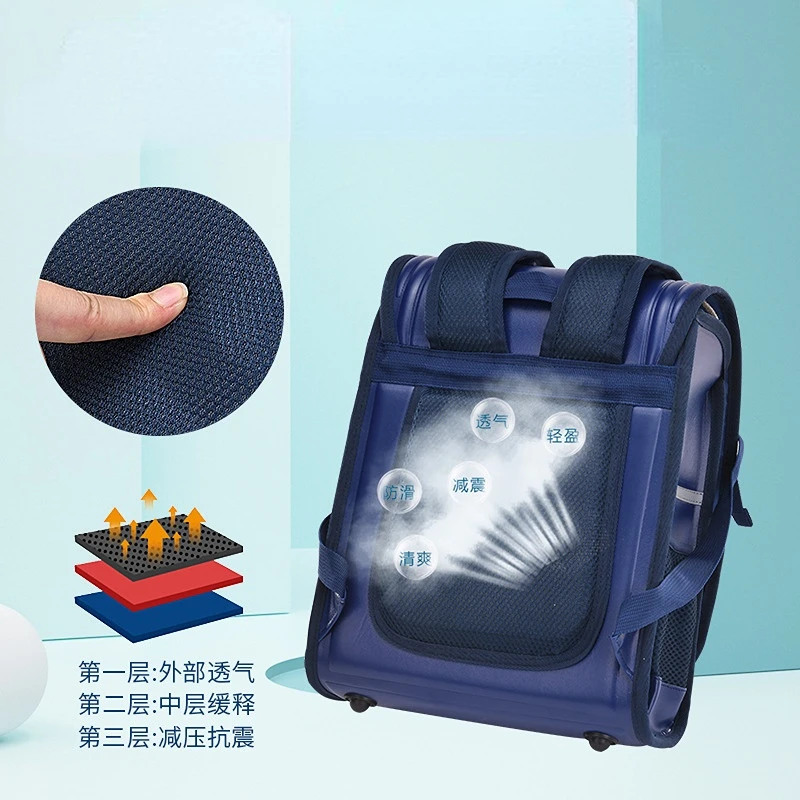 japanese school bags boys girls PU leather primary school orthopedic school backpack grade 1-6 children waterproof schoolbag