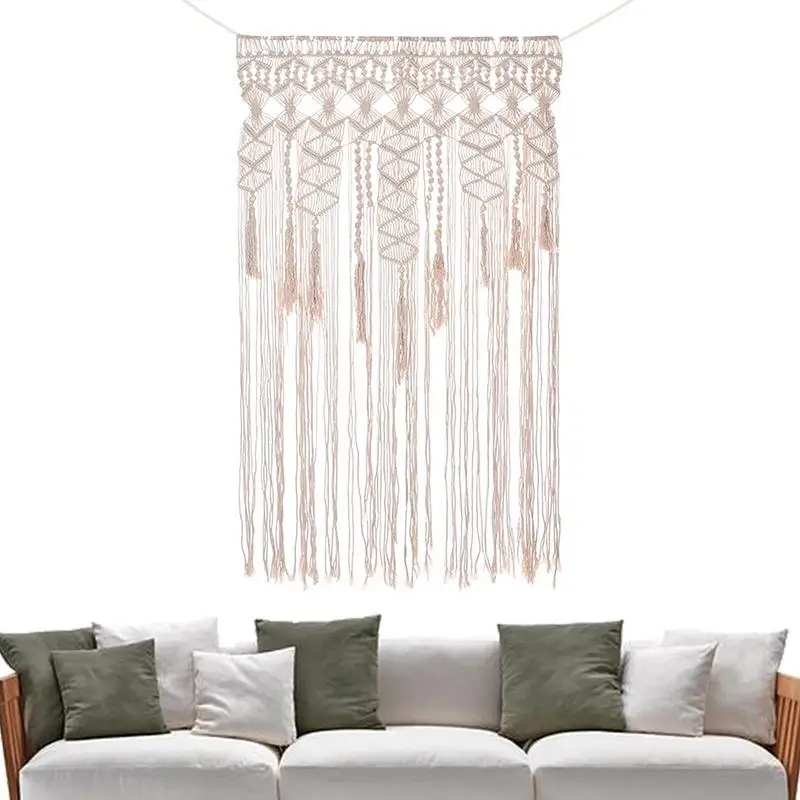 

Boho Macrame Tapestry Nordic Style Wall Hanging Decor Boho Wall Decor Tapestry Boho White Hanging Woven Rope For Bedroom