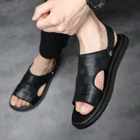2022 top layer cowhide men sandals high quality genuine leather summer male outdoor slippers fashion beach shoes casual sandals