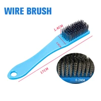 blue handle stainless steel wire brush for industrial devices surfaceinner
