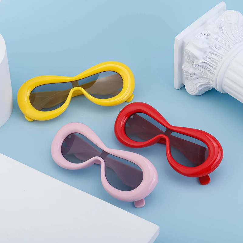 

Индивидуальные солнцезащитные очки, женские модные цельные солнцезащитные очки с перекрестными краями, забавные женские очки, искусственн...