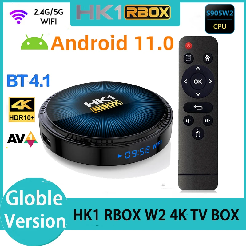 

2023 Smart TV Box Android 11 HK1 RBOX W2 Amlogic S905W2 Dual Wifi BT4.1 4K Media Player 2.4G 5G TVBOX BT4.1 AV1 Fast Set Top Box