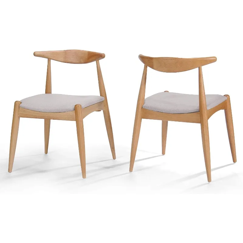 

Christopher Knight Home Francie Fabric with Oak Finish Dining Chairs, 2-Pcs Set, Beige