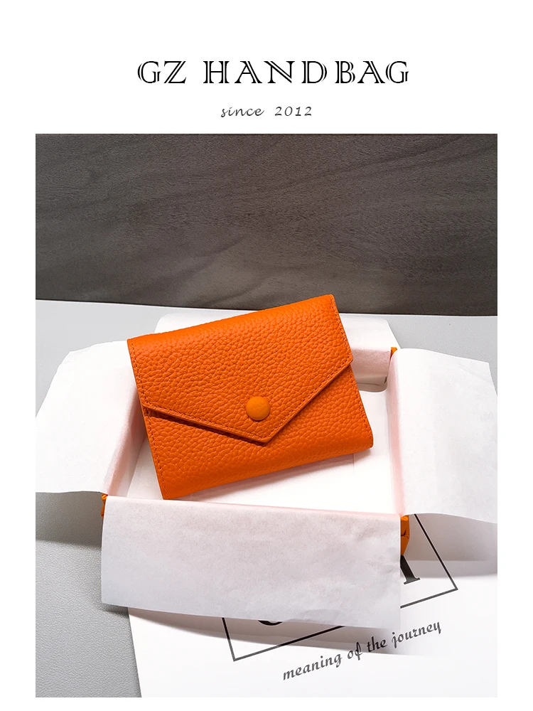 

Wallet For Women Small Fancy Genuine Leather Luxury Envelope Card Holder Short Purse Designer Wallet Multipurpose Zip Coin Bag