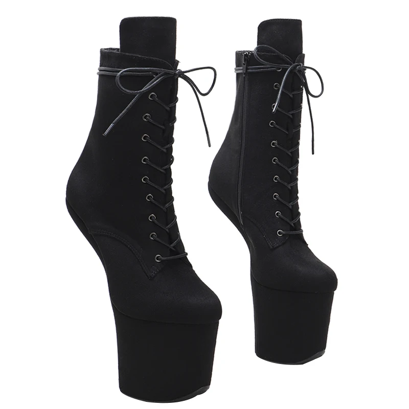 Leecabe Suede Upper Platform Ankle Boots Sexy Exotic heelless pole dance shoes